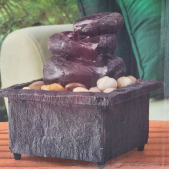 Relaxing Resin Stone Basin Fountain AA Battery Operated 5.2Hx4.7W in - Picture 14 of 15